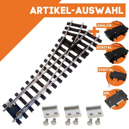 Weiche links R3 vernickelt R 120 cm mit Verbindern