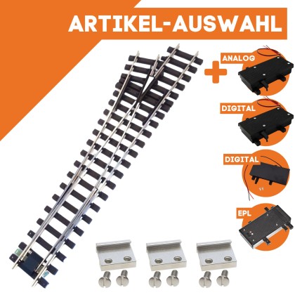 Weiche links R5 vernickelt R 210 cm mit Verbindern