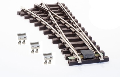 Weiche links vernickelt R 90 cm mit Verbindern