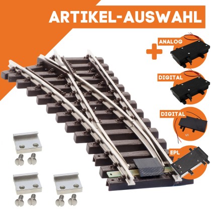 Weiche links vernickelt R 90 cm mit Verbindern