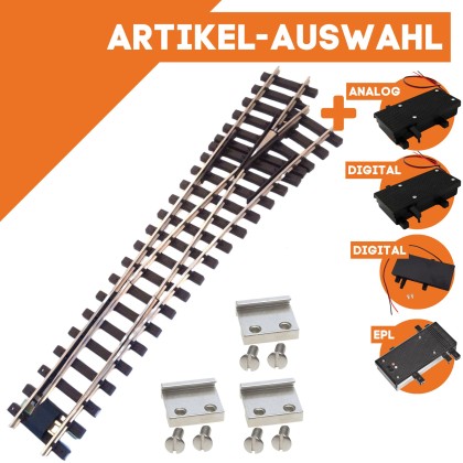 Weiche rechts R5 vernickelt R 210 cm mit Verbindern