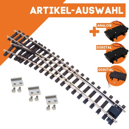  Bogenweiche links vernickelt R120/210 mit Verbindern