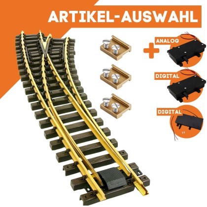 Bogenweiche rechts R 120/210 mit Verbindern