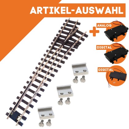Bogenweiche rechts vernickelt R120/210 mit Verbindern