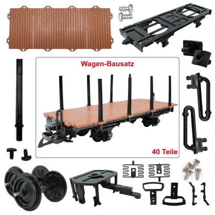 Rungenwagen braun/schwarz als Spur-G Bausatz