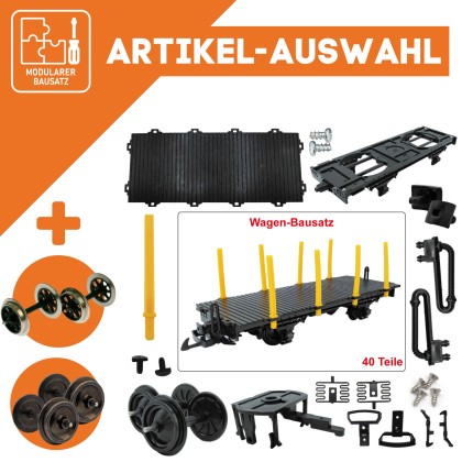 Rungenwagen schwarz/gelb als Spur-G Bausatz