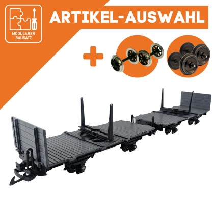 Drehschemelwagen Set schwarz/grau als Spur-G Bausatz