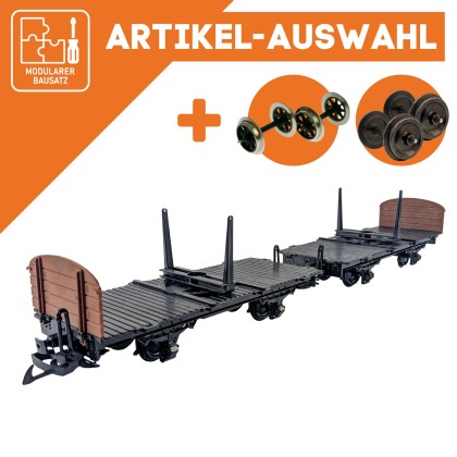 Drehschemelwagen Set schwarz als Spur-G Bausatz