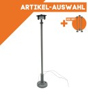 Nostalgische LED Bahnhofslaterne Rundscheibenleuchte grau für LGB Spur-G ML-Train