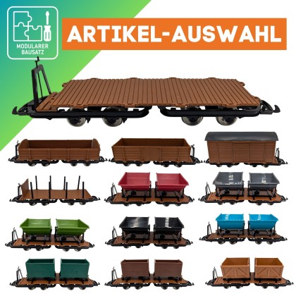 Feldbahn-Flachwagen braun als Spur-G Bausatz