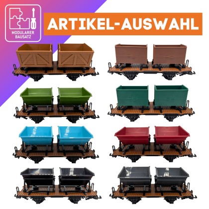 Träger-Flachwagen mit Aufsätzen als Spur-G Bausatz