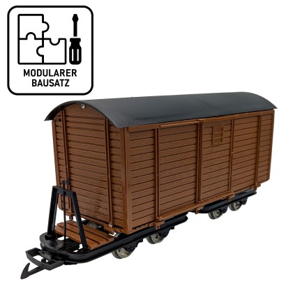 Feldbahn-Güterwagen gedeckt in braun als Bausatz Spur G ML-Train 88919394