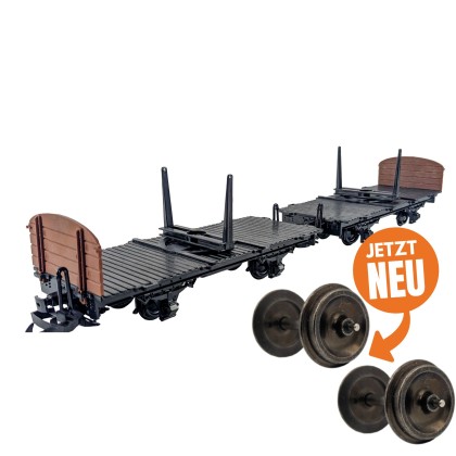 Drehschemelwagen Set schwarz mit Metallräder als Spur-G Bausatz ML-Train 88920640