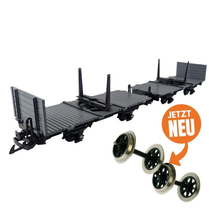 Drehschemelwagen Set schwarz/grau mit Doppelspeichen-Metallrädern Bausatz ML-Train 88921630