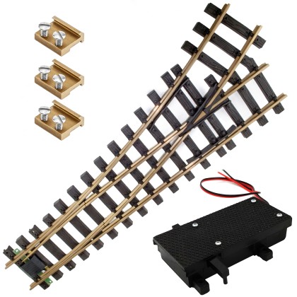 Weiche links Set Messing R3 120 cm mit analogen Weichenantrieb ML-Train 8930009