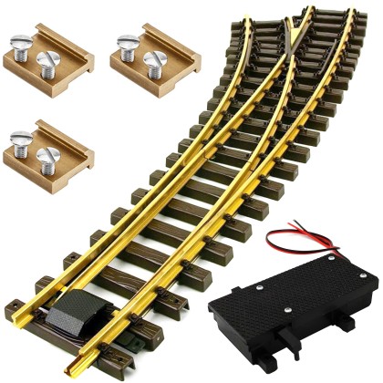 Bogenweiche links Set Messing R 120/210 cm mit analogen Weichenantrieb ML-Train 8930025