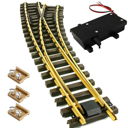 Bogenweiche rechts Set Messing R 120/210 cm mit digitalen Weichenantrieb ML-Train 8930030