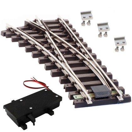 Weiche links Set Vernickelt R 90 cm mit digitalen Weichenantrieb ML-Train 8930034