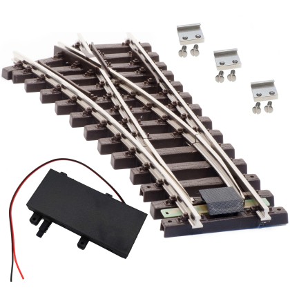 Weiche links Set Vernickelt R 90 cm mit TL Weichenantrieb ML-Train 8930035