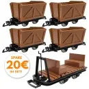 5er-Set Torflore Grubenhunt Feldbahnwagen und Mannschaftswagen mit Bremserbühne Spur-G als Bausatz ML-Train 8200256