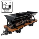 Träger-Flachwagen mit Doppel-Kipplore schwarz als Bausatz Spur G ML-Train 88919382  