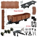 Niederbordwagen braun mit Doppelspeichen-Metallräder als Spur-G Bausatz ML-Train 88921530