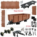 Hochbordwagen braun mit Doppelspeichen-Metallräder als Spur-G Bausatz ML-Train 88921540