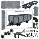 Hochbordwagen grau mit Doppelspeichen-Metallräder  als Spur-G Bausatz ML-Train 88921550