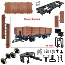 Niederbordwagen gerade braun mit Doppelspeichen-Metallräder als Spur-G Bausatz ML-Train 88921580