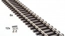 6x Flexgleis gerade 150 cm vernickelt mit Verbindern ML-Train 8911542