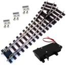 Weiche links Set Vernickelt R3 120 cm mit analogen Weichenantrieb ML-Train 8930041