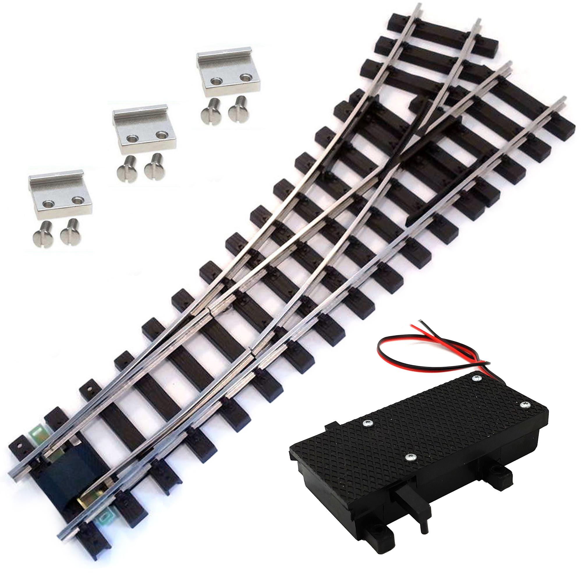 Weiche links Set Vernickelt R3 120 cm mit analogen Weichenantrieb ML-Train 8930041