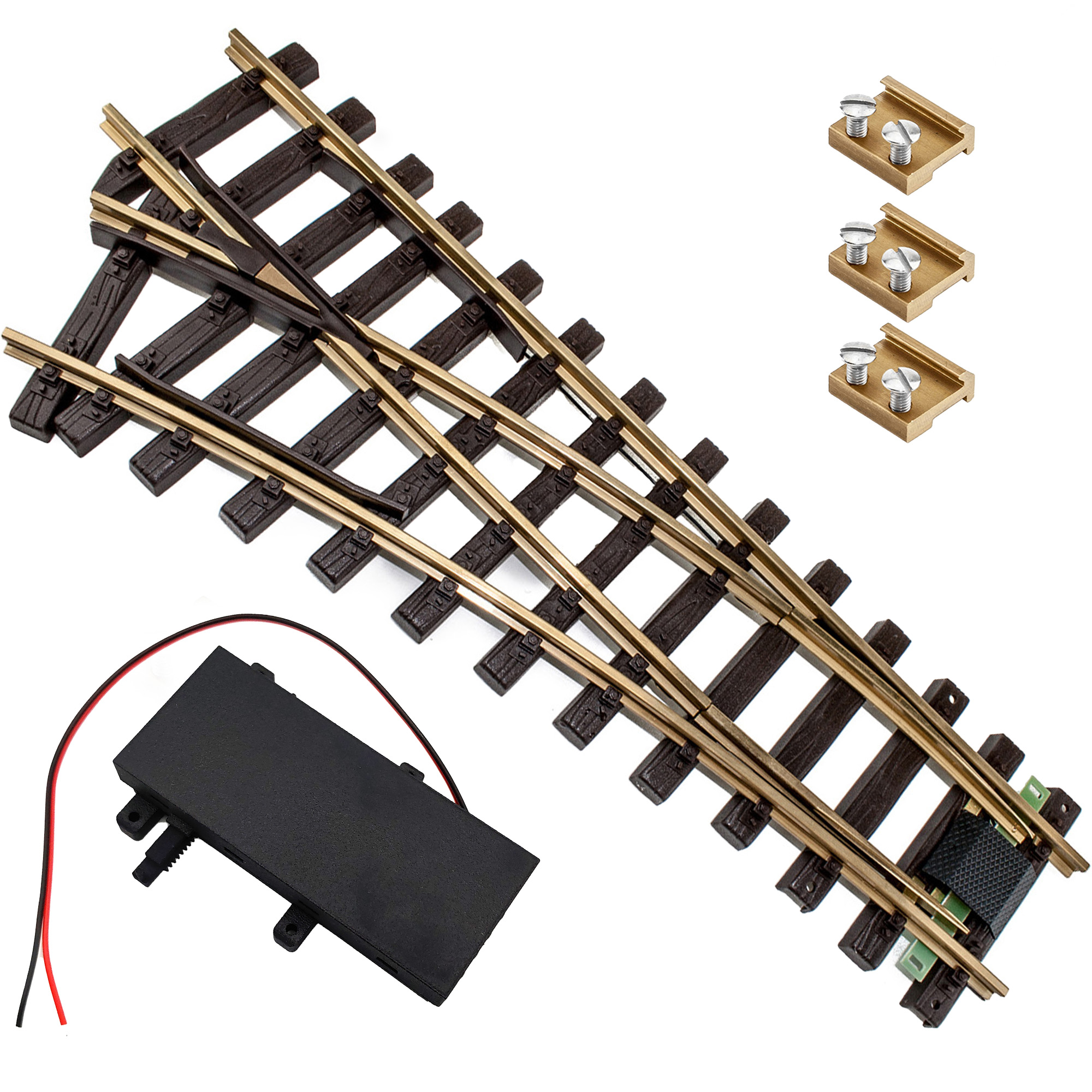 Weiche links R 90 cm Set Messing mit analogen TL Weichenantrieb ML-Train 8930065