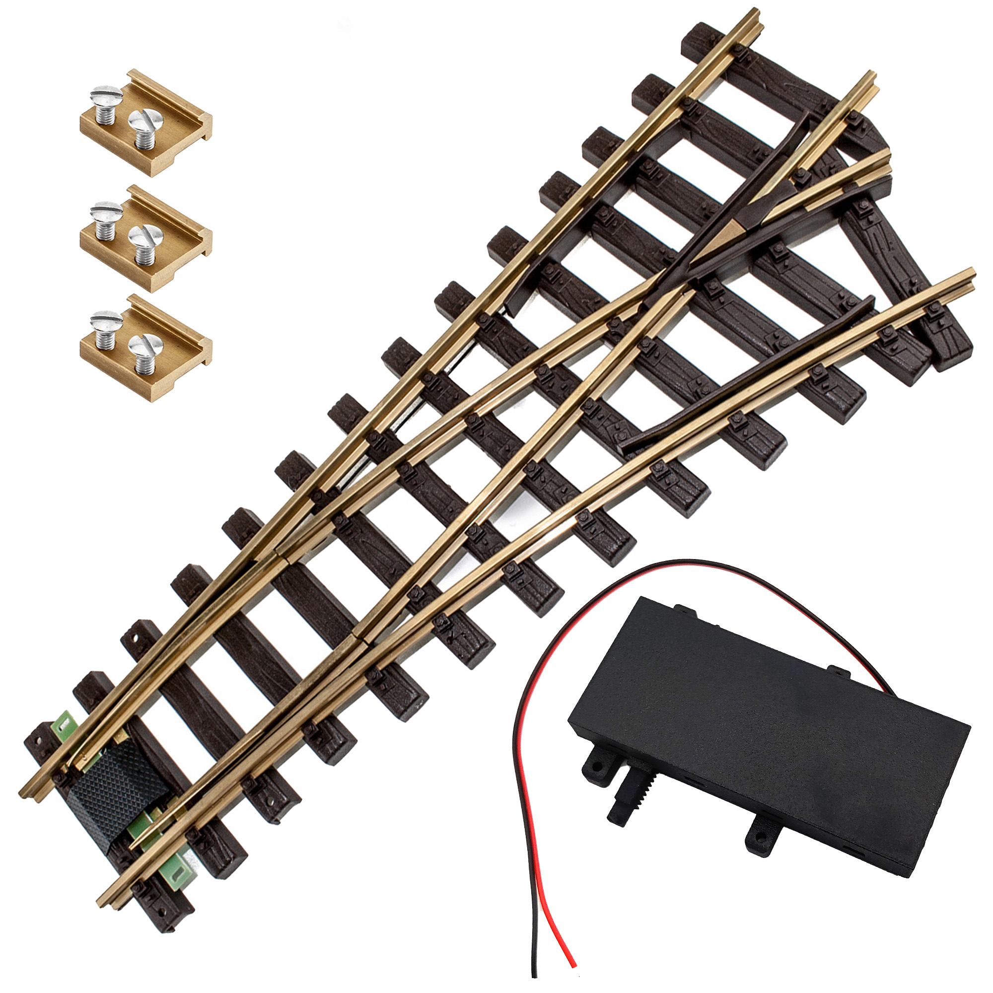 Weiche rechts R 90 cm Set Messing mit analogen TL Weichenantrieb ML-Train 8930066