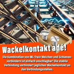 Weichen Messing R3 Set mit 2 digitalen Antrieben und 2 Gratis Weichenheizungen ML-Train 8200232 - Kein Platz für Wackelkontakte