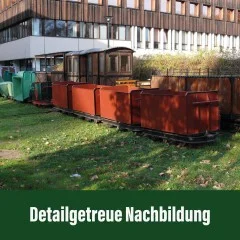 5er-Set Torflore Grubenhunt Feldbahnwagen und Mannschaftswagen mit Bremserbühne Spur-G als Bausatz ML-Train 8200256 - Detailgetreue Nachbildung