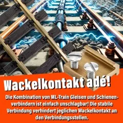Gleis-Bau Set mit 18 m Gleisprofile Messing, 60 Flex-Schwellenbänder, 20 Schienenverbinder & GRATIS Gleisbiegegerät - Sichere, kontaktstabile Übergänge