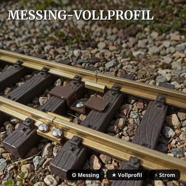 Großes Gleisoval-Set Messing R3 120 cm – 510 x 240 cm Spur G mit Zubehör ML-Train 8200288 - Messing-Vollprofil
