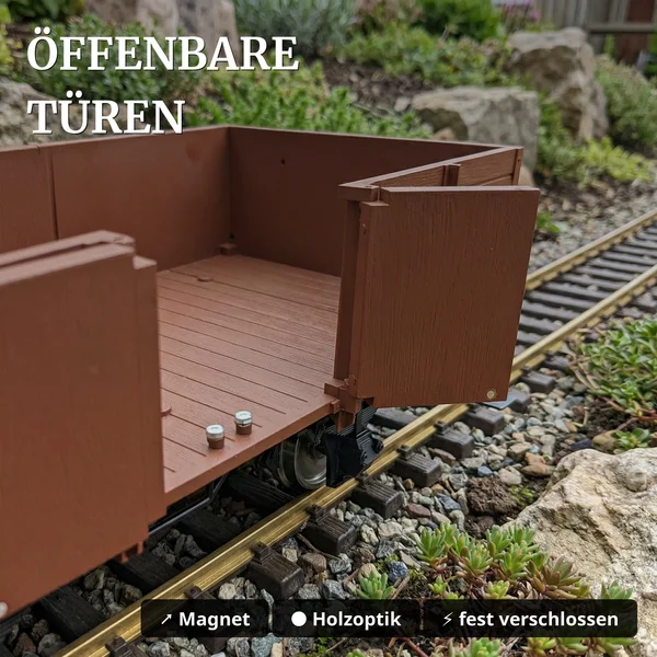 ML-Train Bausatz-Set Diesellok DEV V3 analog mit 2 Hochbordwagen braun – Art.-Nr. 8200291 - Öffenbare Türen