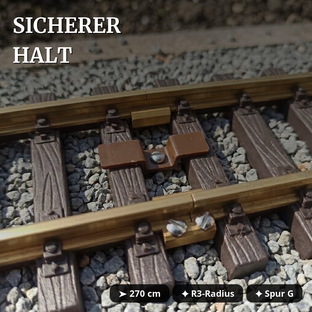 Bahnhofs-Set R3 Länge 270 cm - Spur G Gleiserweiterung LGB-kompatibel ML-Train 8200292 - Sicherer Halt