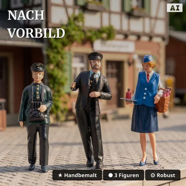 Figuren-Set Spur G: Lokführer Tobias und 2 Zugbegleiter - ML-Train 8200303 - Nach Vorbild