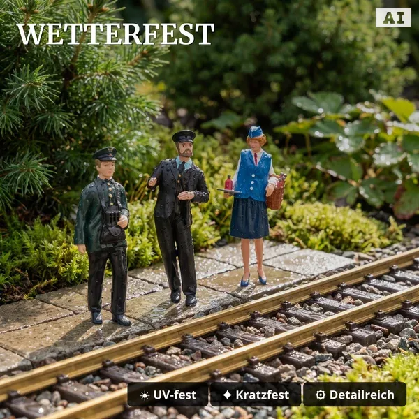 Figuren-Set Spur G: Lokführer Tobias und 2 Zugbegleiter - ML-Train 8200303 - Wetterfest