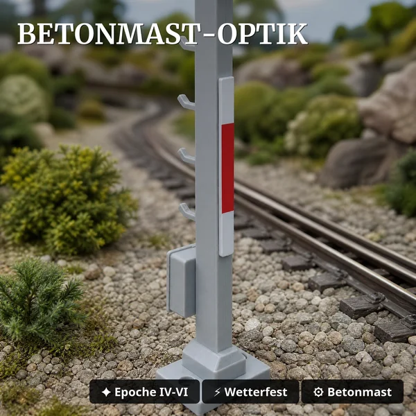 Lichtsignal Typ HL Kompaktsignal DR Spur G mit Decoder – Betonmast – ML-Train 83804635 - Betonmast-Optik