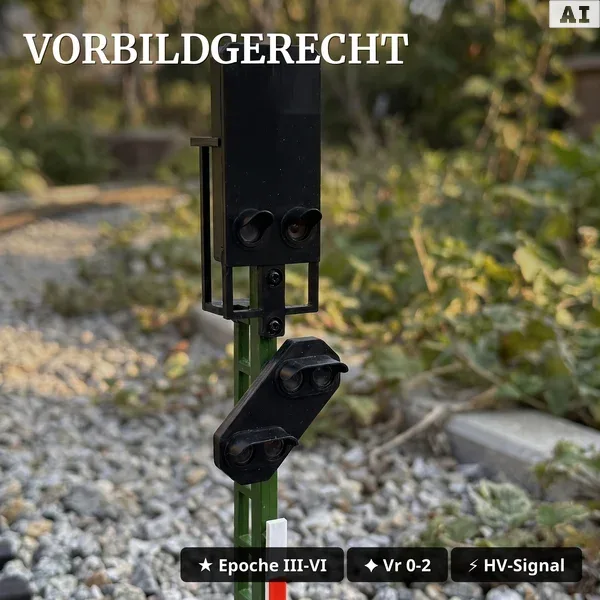 Lichtsignal Typ HV Blocksignal mit Vorsignal für Spur G analog / digital mit Decoder ML-Train 83804643 - Vorbildgerecht