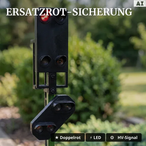 Lichtsignal Typ HV Einfahrtssignal mit Ersatzrot und Vorsignal für Spur G, analog/digital mit Decoder - ML-Train 8380464 - Ersatzrot-Sicherung