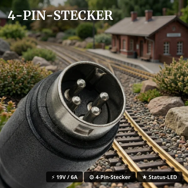 Schaltnetzteil 19V 6A mit 4-Pin-Stecker – kompatibel mit LGB Fahrregler 51079 ML-Train 84001906 - 4-Pin-Stecker