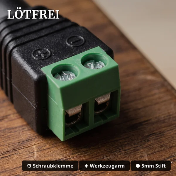 Anschlussadapter mit DC-Hohlbuchse 5,5 x 2,5 mm auf Terminal Block – Spur G ML-Train 84003055 - Lötfrei