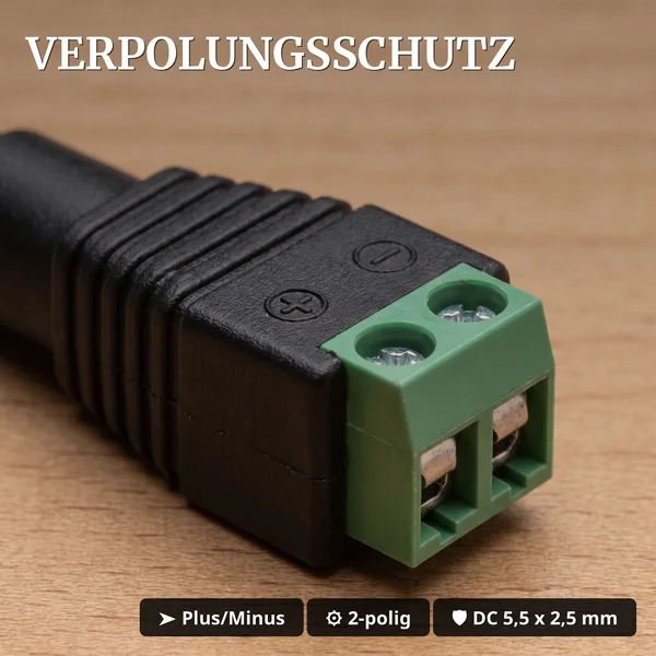 Anschlussadapter mit DC-Hohlbuchse 5,5 x 2,5 mm auf Terminal Block – Spur G ML-Train 84003055 - Verpolungsschutz