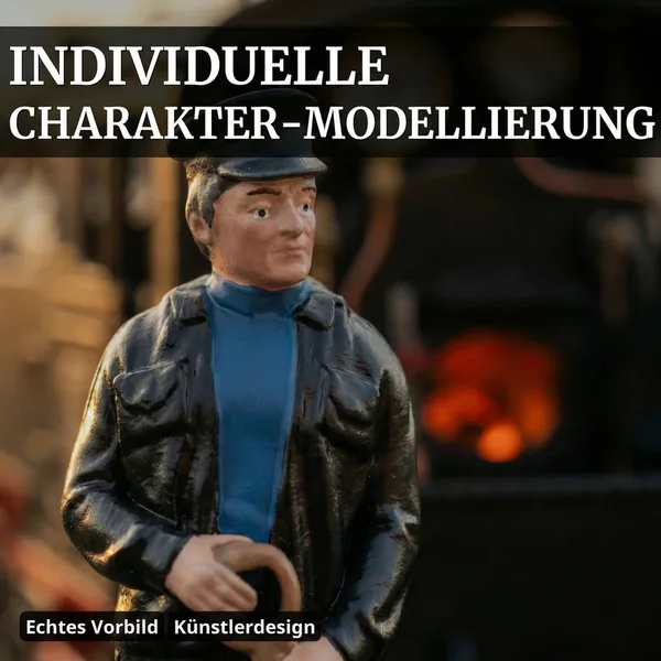 ML-Train Heizerfigur Manuel DR/HSB mit Kohleschaufel – Spur G, wetterfest, handbemalt, UV-beständig - Einzigartiges Charakter-Design