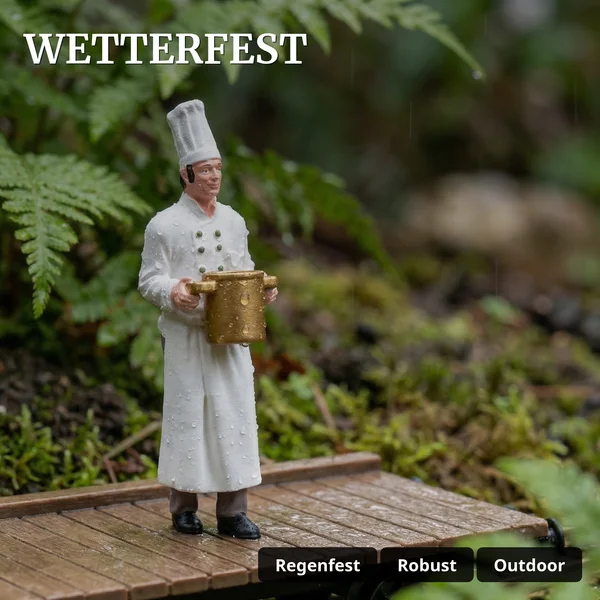 ML-Train Chefkoch Massimo Spur G – Figur mit Kochtopf, Handbemalt, Wetterfest - Wetterfest